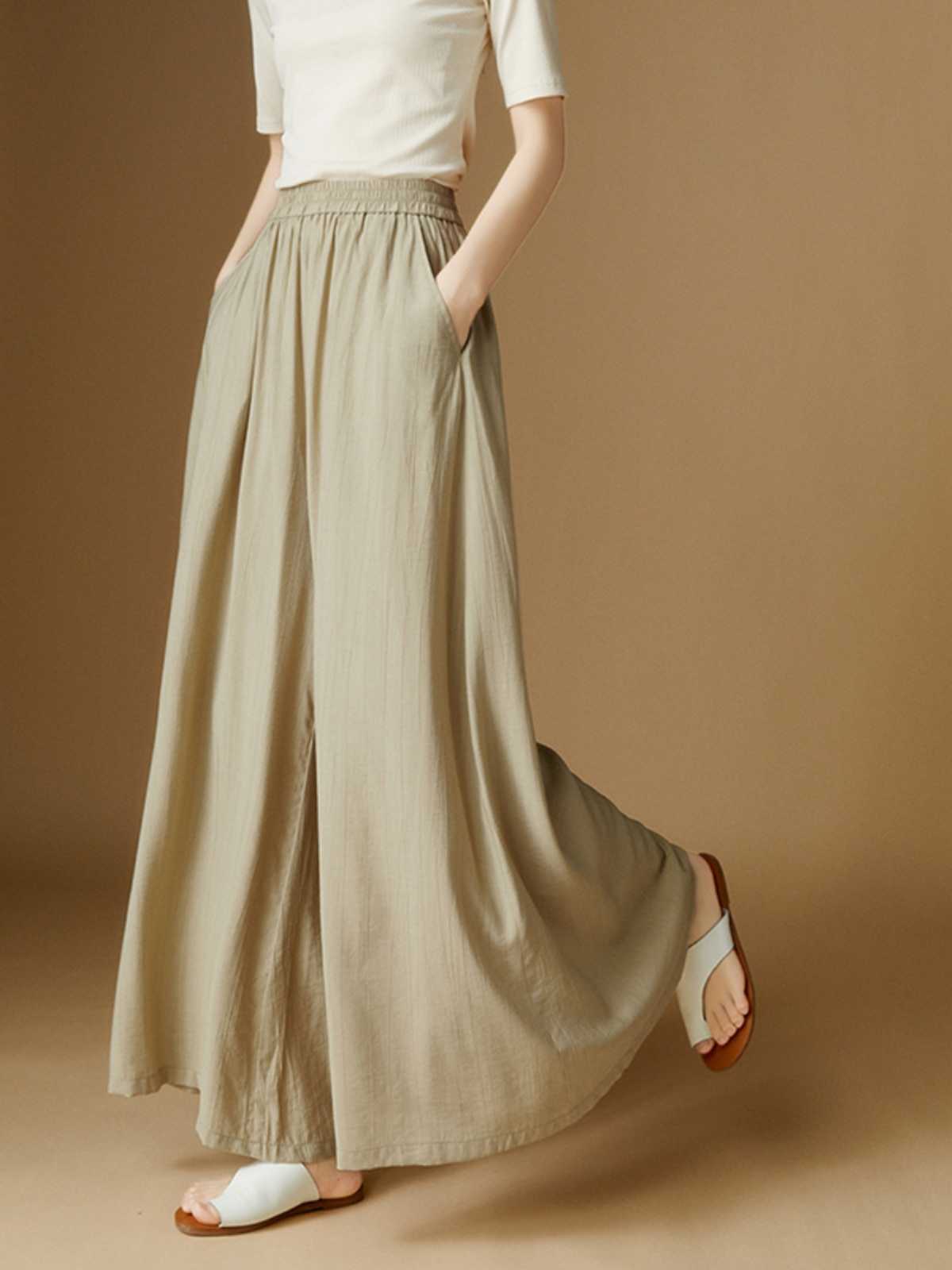 キュロットスカート キュロットスカート ゆったり上品な秋感ロングフレアキュロット