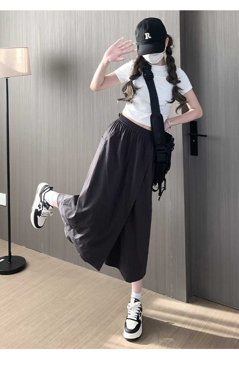 キュロットスカート 夏秋 キュロットスカート ゆったりロング丈フレアキュロット