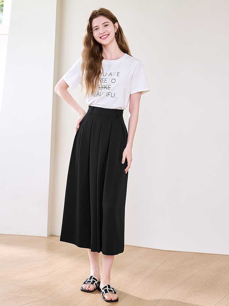 キュロットスカート キュロットスカート 優雅な広がりプリーツキュロット