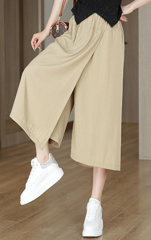 キュロットスカート ゆったりワイドシルエットのロングキュロットスカート
