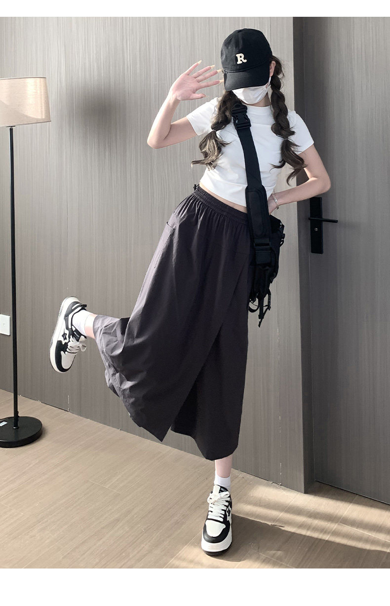 キュロットスカート キュロットスカート ゆったりロング丈フレアキュロット