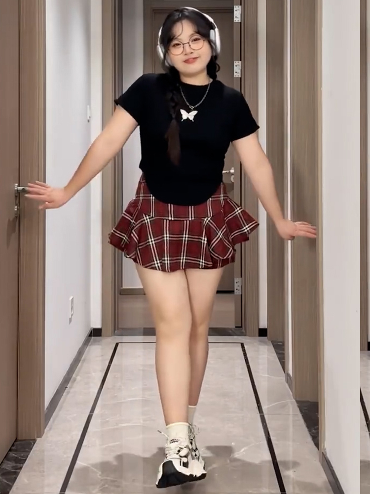 キュロットスカート キュロットスカート 二段フリル タータン キュロット