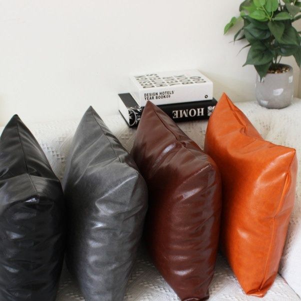 クッションカバー 合成皮革シンプルデザインクッション