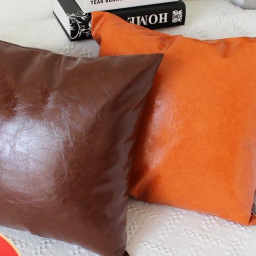 クッションカバー 合成皮革シンプルデザインクッション