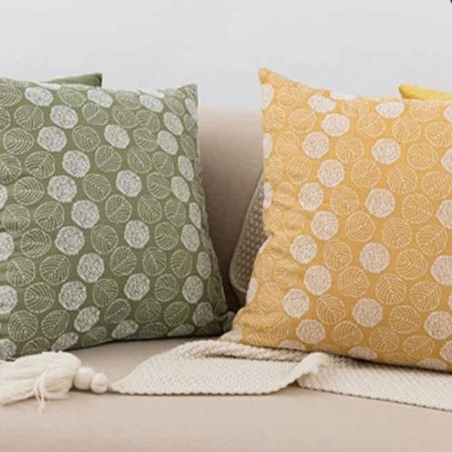 クッションカバー 北欧風ボタニカル刺繍クッション