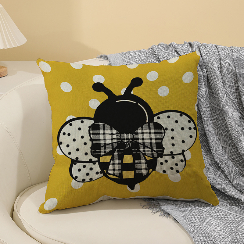 クッションカバー 蜜蜂と蝶々のおしゃれ刺繍クッションカバー