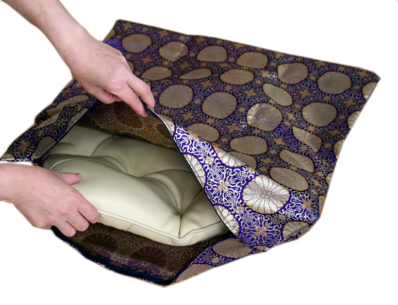 クッションカバー 金襴座布団カバー 丸菊柄 八端判 日本製