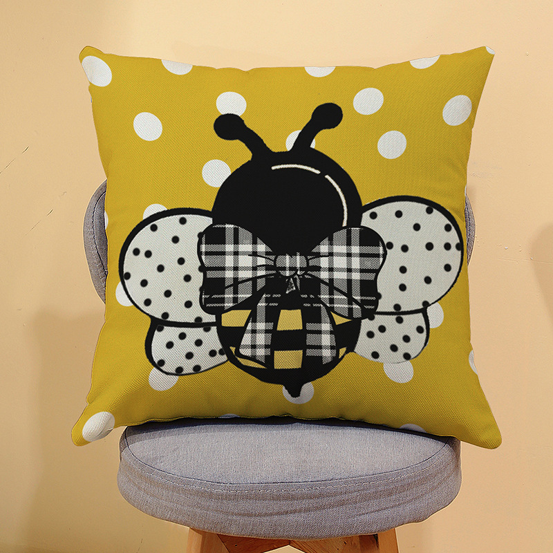 クッションカバー 蜜蜂と蝶々のおしゃれ刺繍クッションカバー