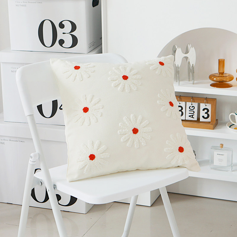 クッションカバー 猫と花のアート刺繍クッション三点組