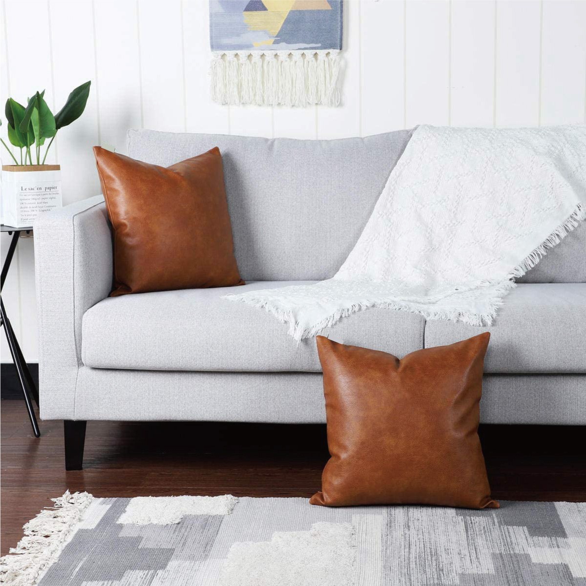 クッションカバー 本革調合成皮革の高級感あふれるおしゃれクッションカバー