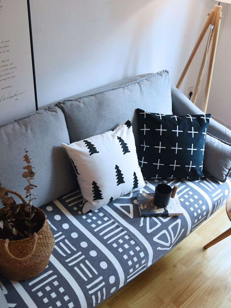 クッションカバー 北欧風幾何学模様とツリー柄クッション三点セット