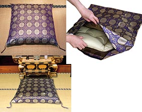 クッションカバー 金襴座布団カバー 丸菊柄 八端判 日本製