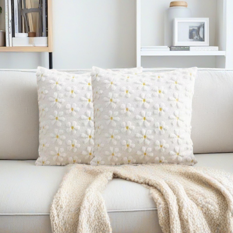 クッションカバーおしゃれ刺繍のふんわり癒し