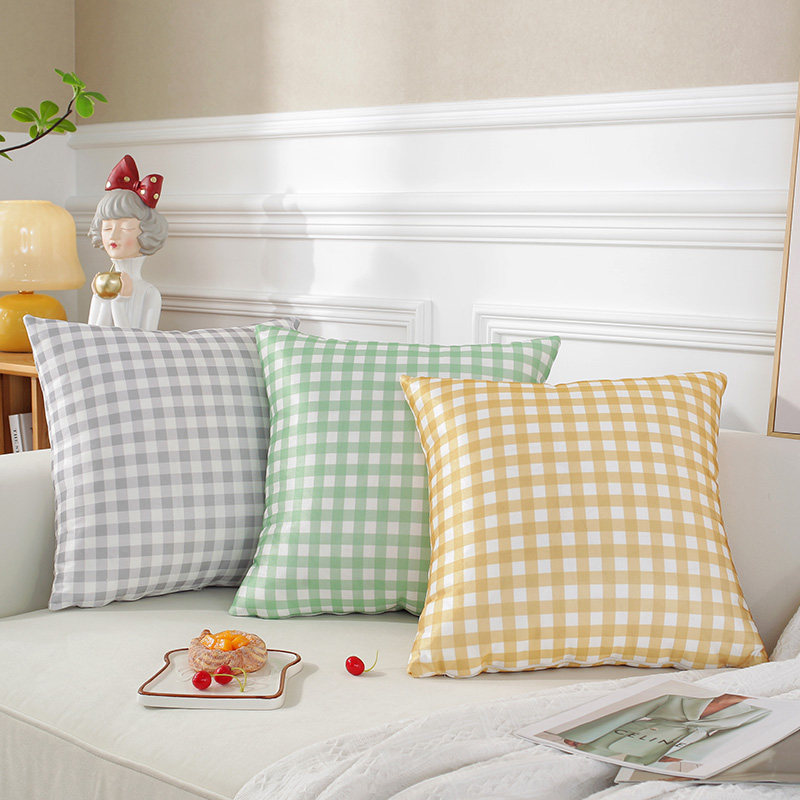 クッションカバー 北欧風ギンガムチェック柄クッション
