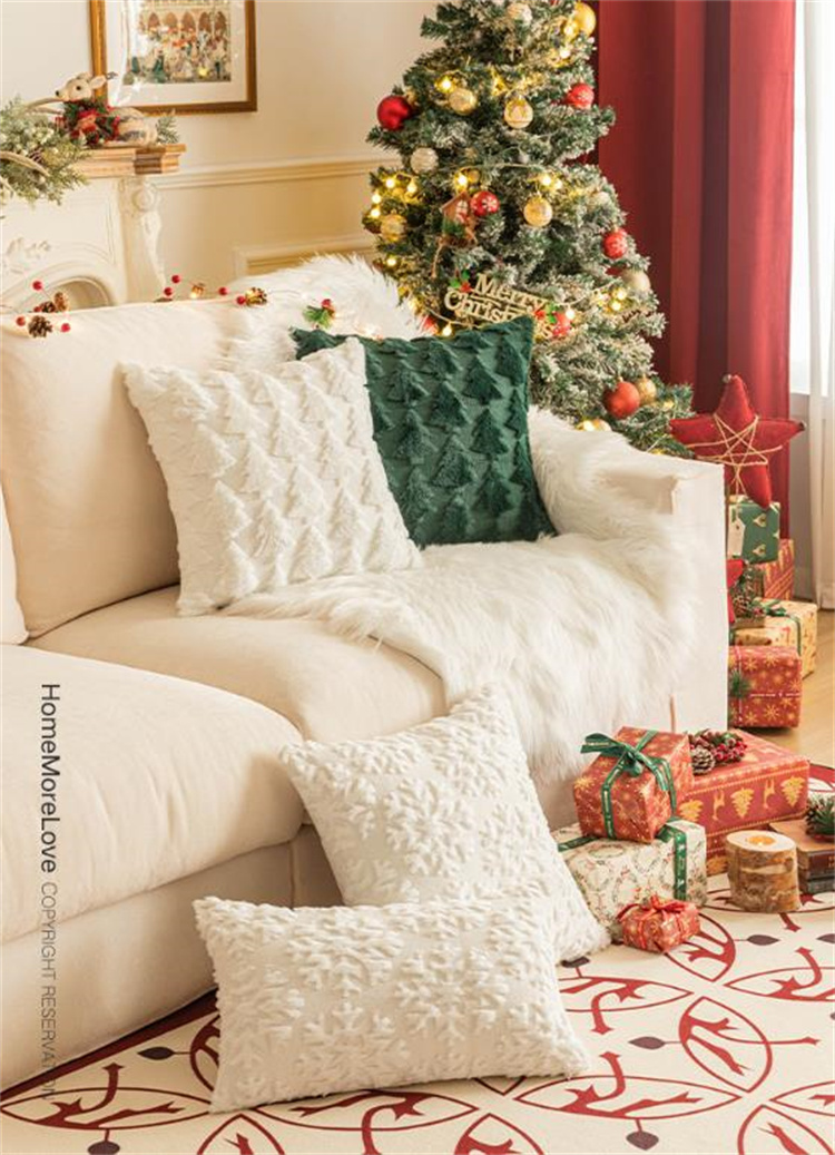 クッションカバー おしゃれな聖夜装飾 刺繍パイル抱き枕カバー