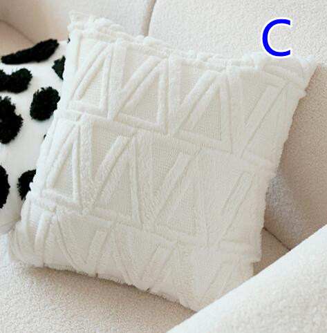 クッションカバー　白黒幾何学模様クッション