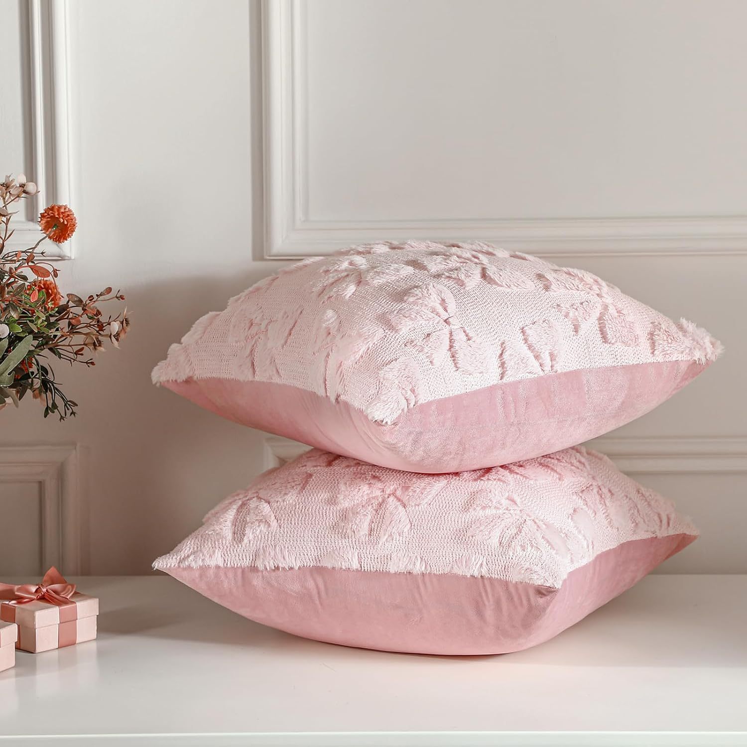 クッションカバーおしゃれ刺繍のふんわり癒し