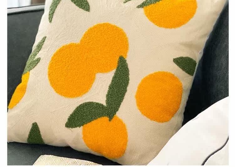 クッションカバー 南国フルーツ刺繍