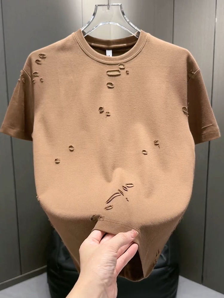カットソー ダメージ加工クルーネック半袖