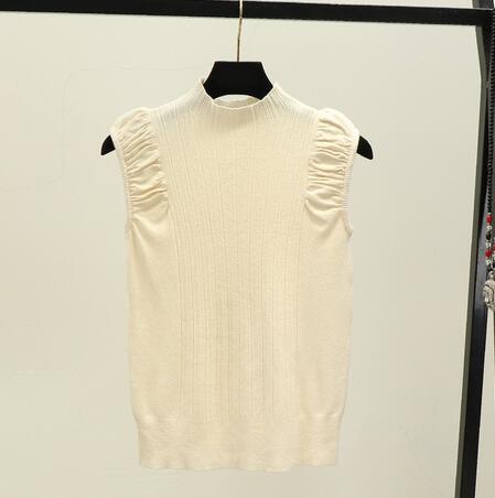 カットソー レディース ハイネック ノースリーブ ニットベスト