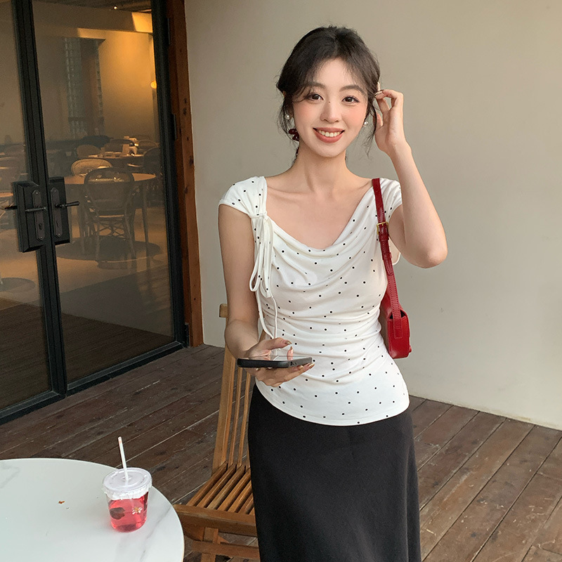 カットソー 優美ドレープ ボートネックカットソー