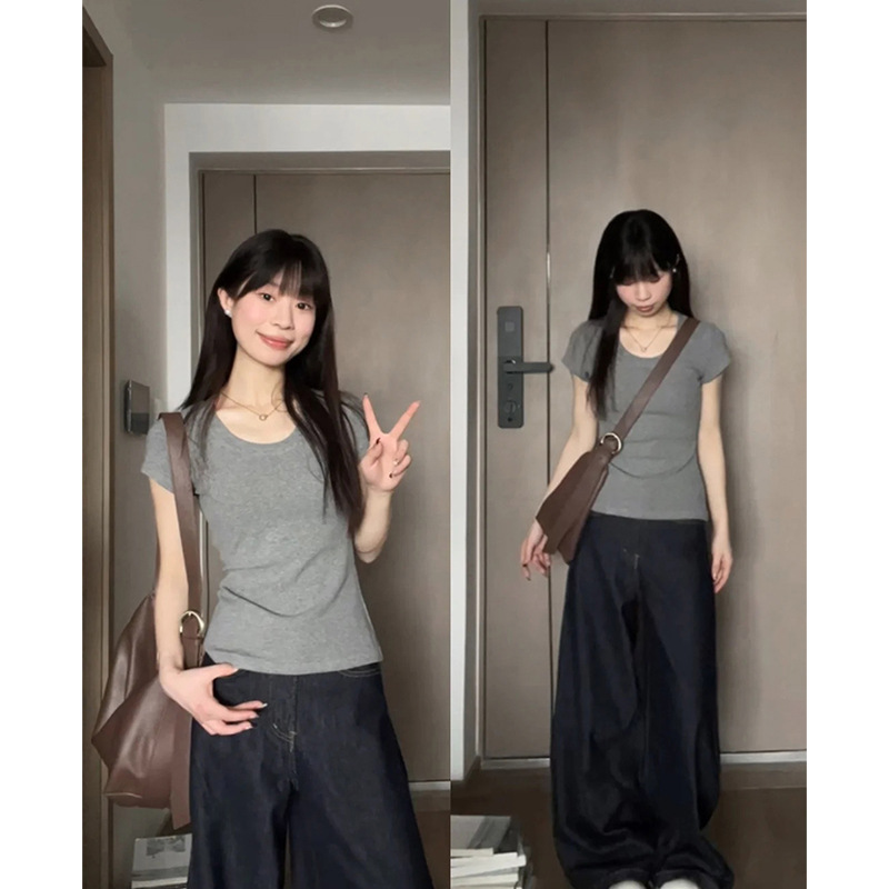 カットソー シンプル丸首ベーシックカットソー