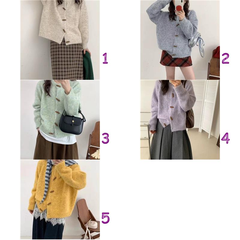 カットソー 韓国風長袖ニットカーディガン レディース 5色展開