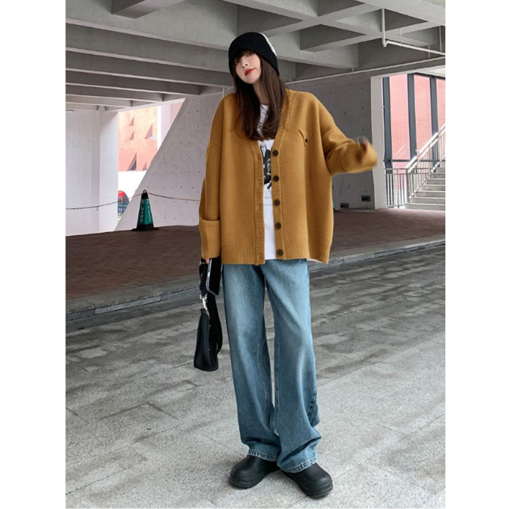 カットソー ゆったりニットカーディガン レディース 長袖 春秋冬