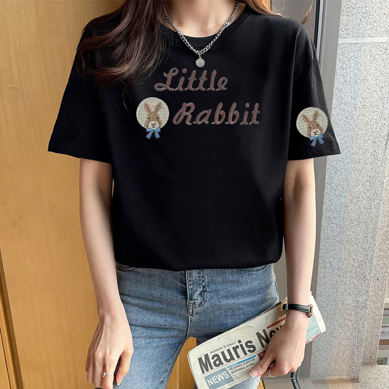 カットソー うさぎモチーフ刺繍入り半袖カットソー