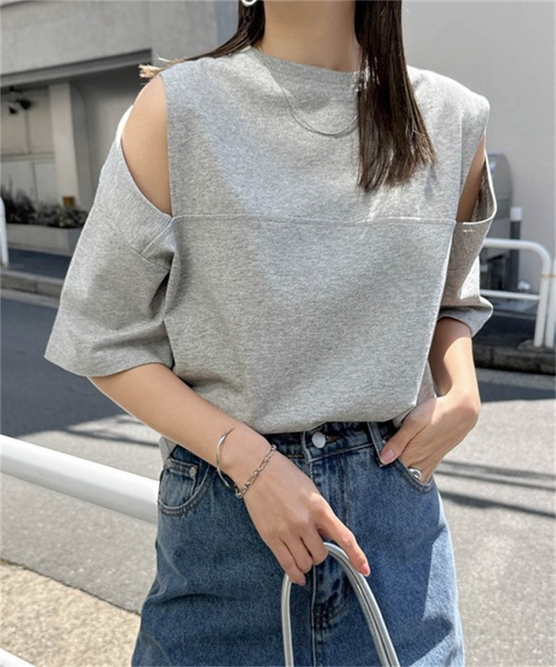 2025年春夏 肩開き半袖デザインカットソー