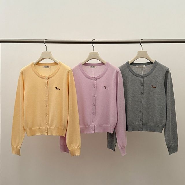 カットソー カットソー ワンポイント刺繍カーディガン