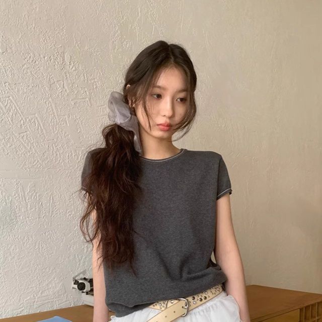 カットソー シンプル切替えラインカットソー