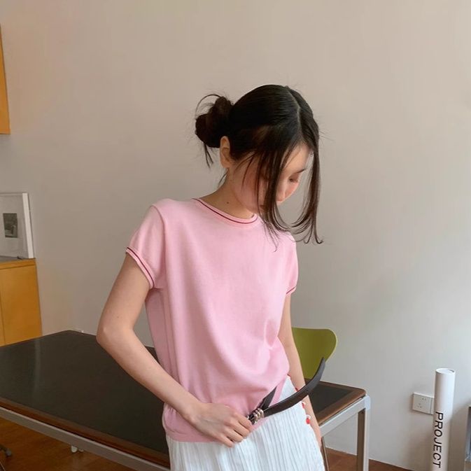 カットソー シンプル切替えラインカットソー