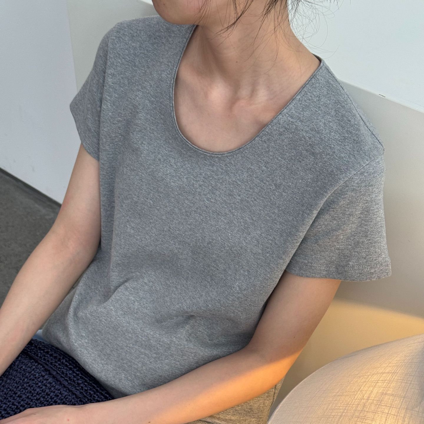 カットソー シンプル丸首ベーシックカットソー
