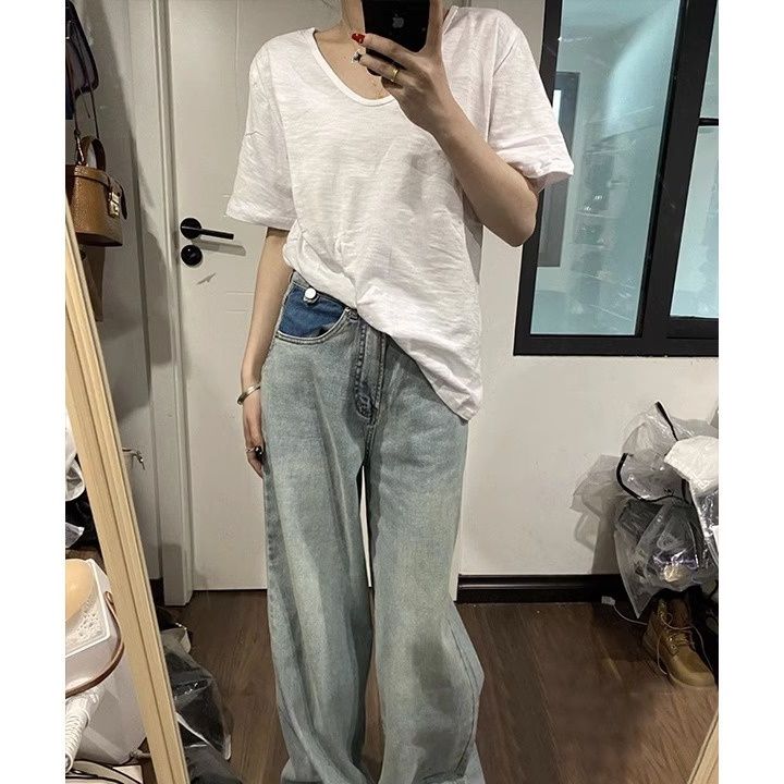 カットソー なめらか素材のゆったりVネック