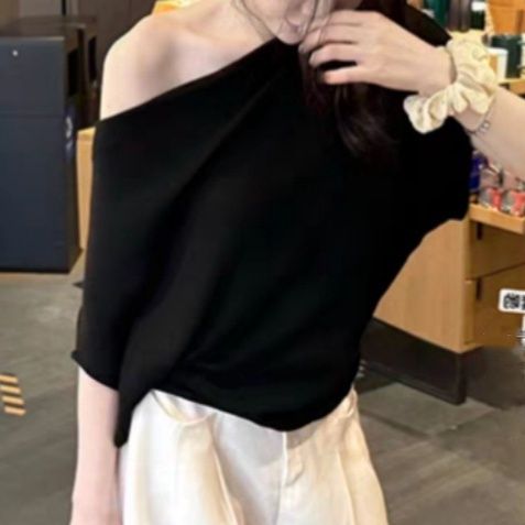 カットソー 優美なドレープボートネック