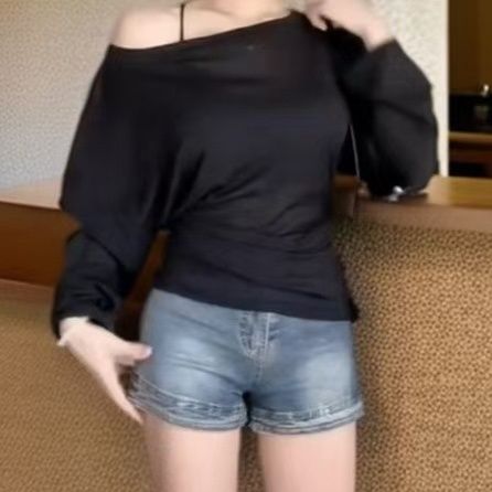 カットソー 肩魅せボートネックカットソー