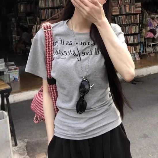 カットソー メッセージプリント半袖カットソー