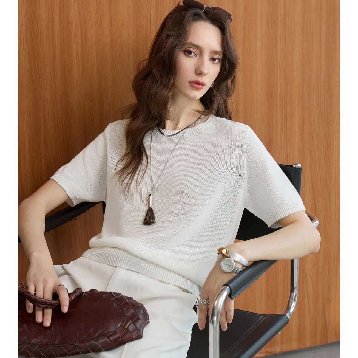 カットソー シンプル優美ニットプルオーバー