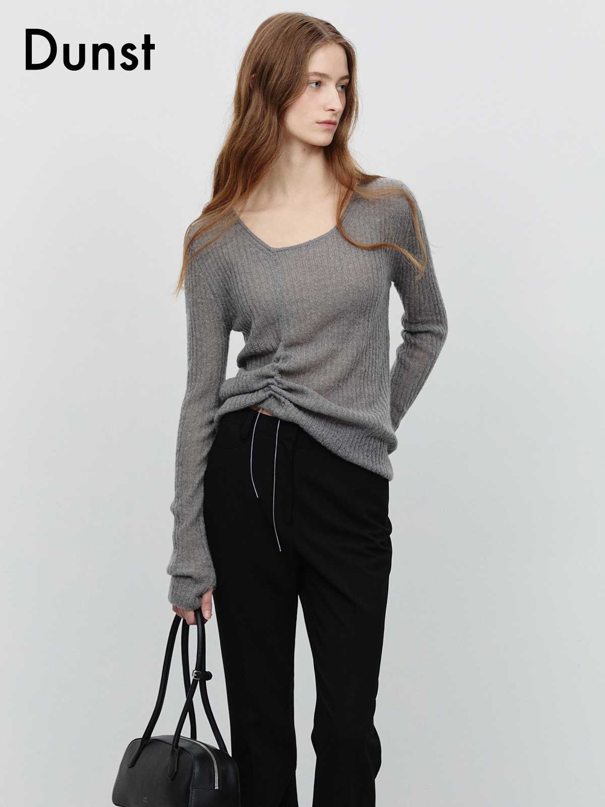 カットソー シャーリングデザイン 柔らか長袖カットソー