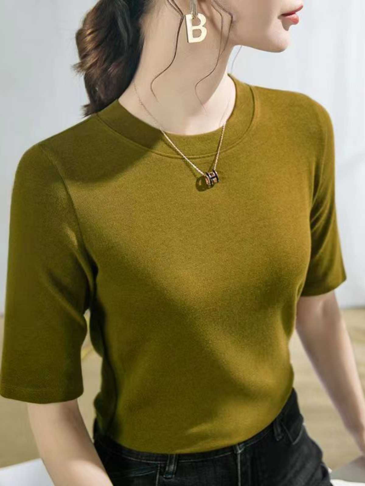 カットソー ミニマルエレガント クルーネックカットソー