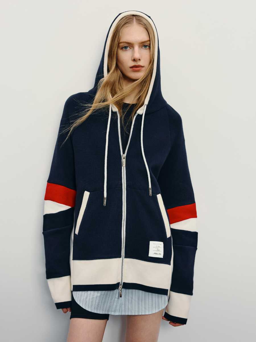 カットソー スポーティラインジップアップパーカー