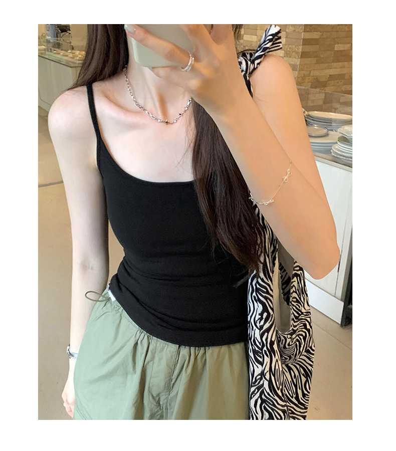 カットソー 細肩紐 ストレッチキャミソール