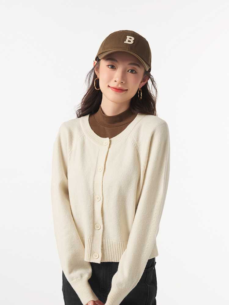 カットソー シンプル柔らか前開きニットカーディガン