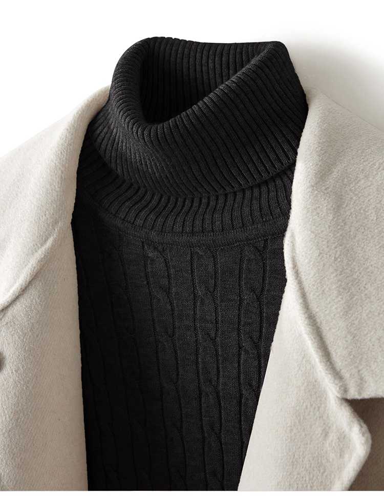 カットソー 立体編み模様の暖かタートルネック