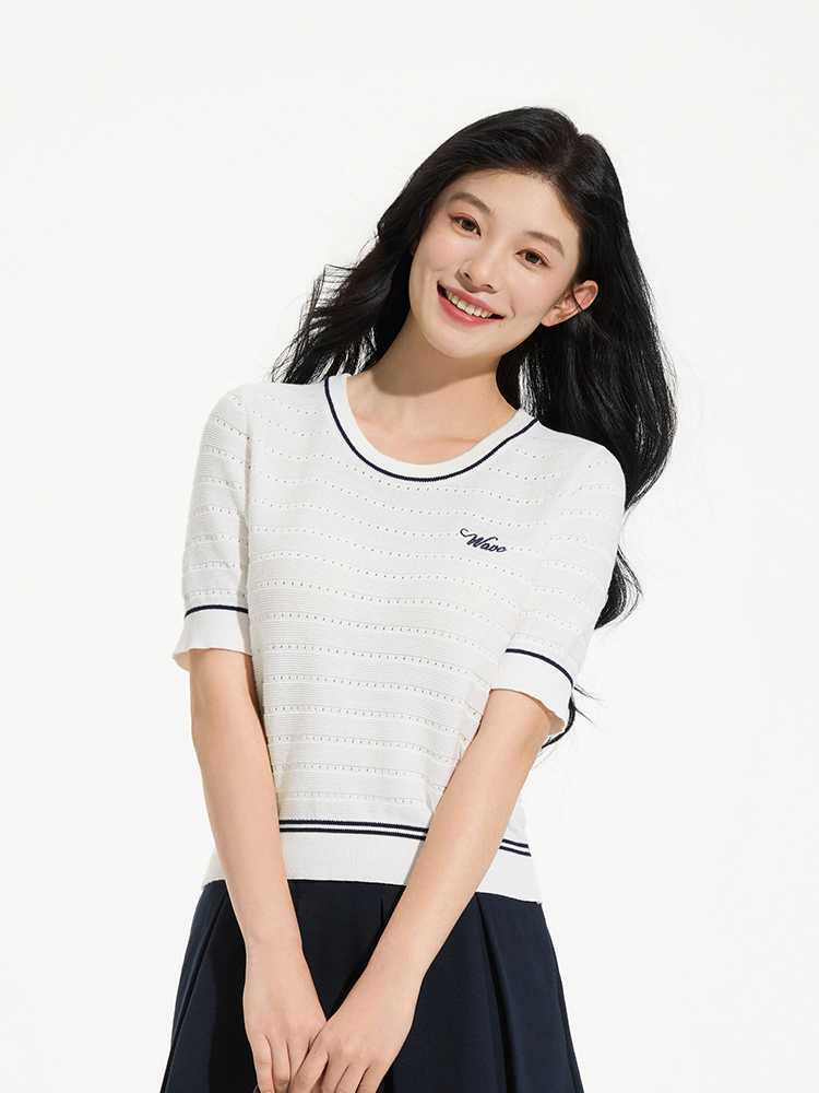 カットソー ラインパターン ニット カットソー