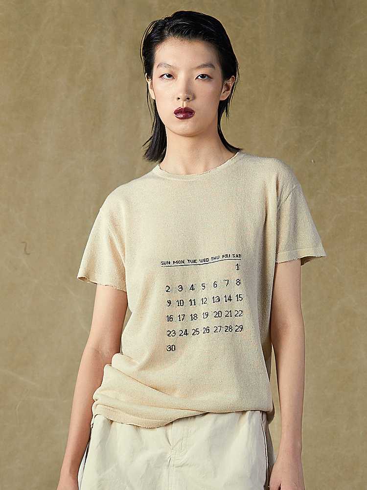 カットソー 日めくりカレンダー風 シンプル半袖