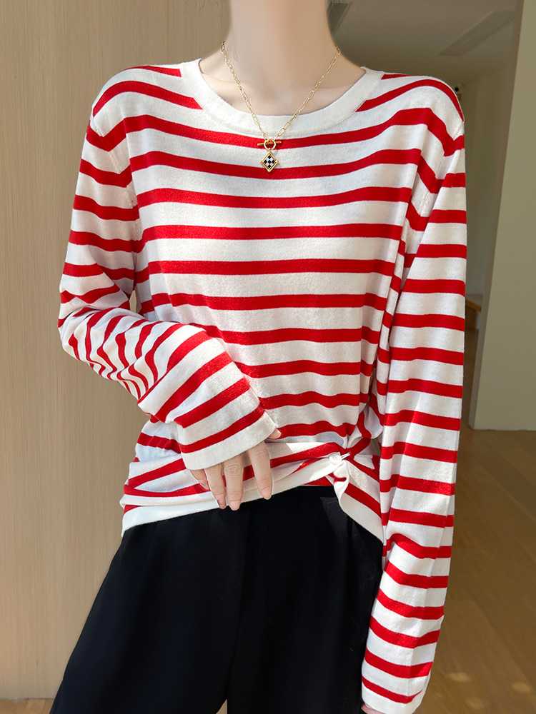 カットソー マリンボーダー クルーネック