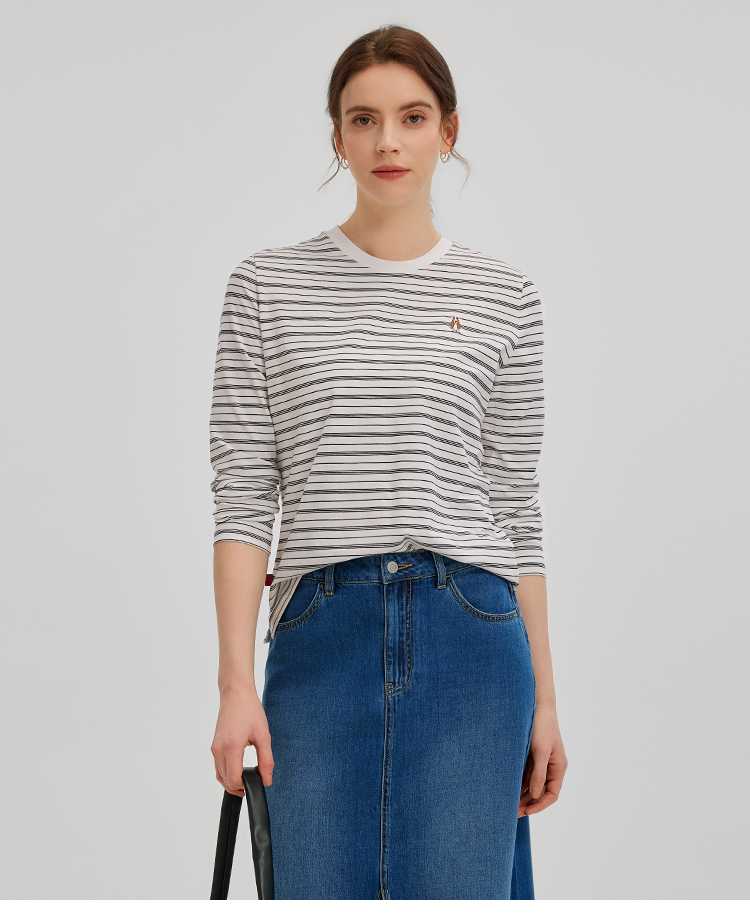 カットソー シンプル ボーダー クルーネック