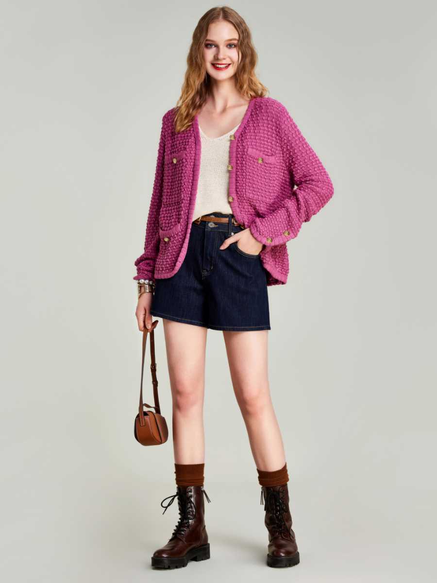 カットソー ふんわり編み目カーディガン